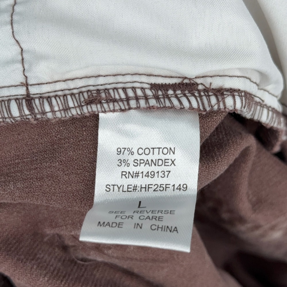 HYFVE Wide Leg Corduroy Women L Cotton Spandex Brown Acid Wash Pants - Picture 4 of 7